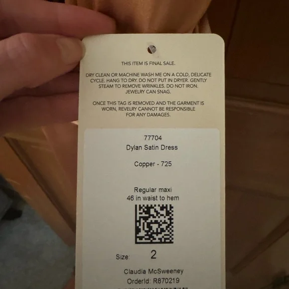 New with Tags, Revelry Dylan Satin Dress Size 2 - Picture 2 of 2